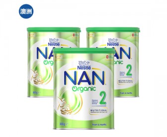 【澳洲直邮包邮】Nestle NAN 雀巢能恩 有机婴幼儿奶粉含活性益生菌 2段 800克*3罐（6-12个月适用） 